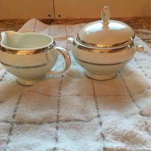 Mikasa China Sugar & Creamer - Imperial Flair Platinum